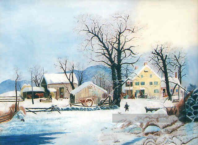 sn037B impressionnisme neige paysage d’hiver Peintures à l'huile